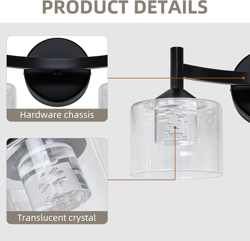 2-Light Wall Sconces Vanity Light with Clear Glass