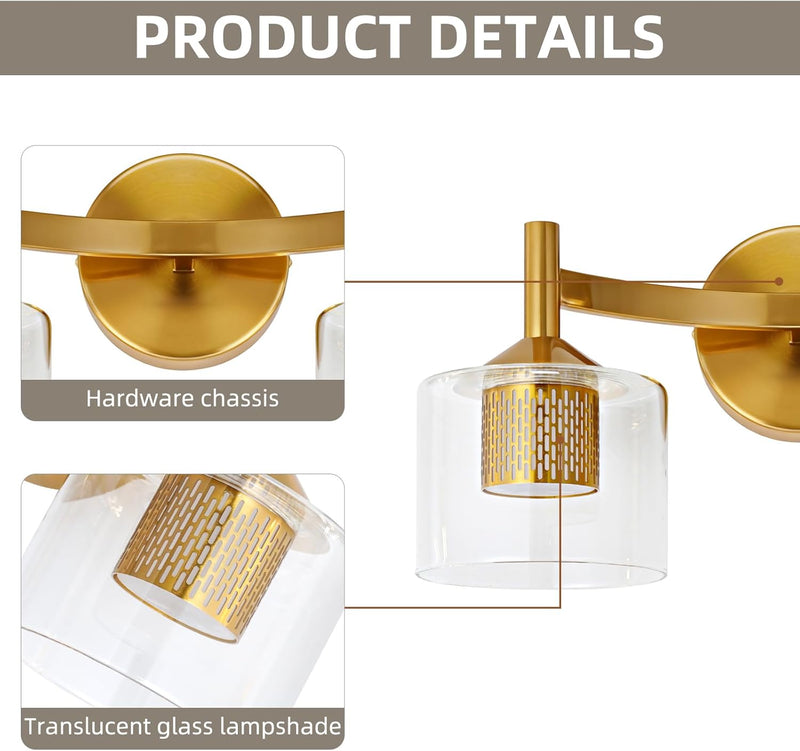 2-Light Wall Sconces Vanity Light with Clear Glass
