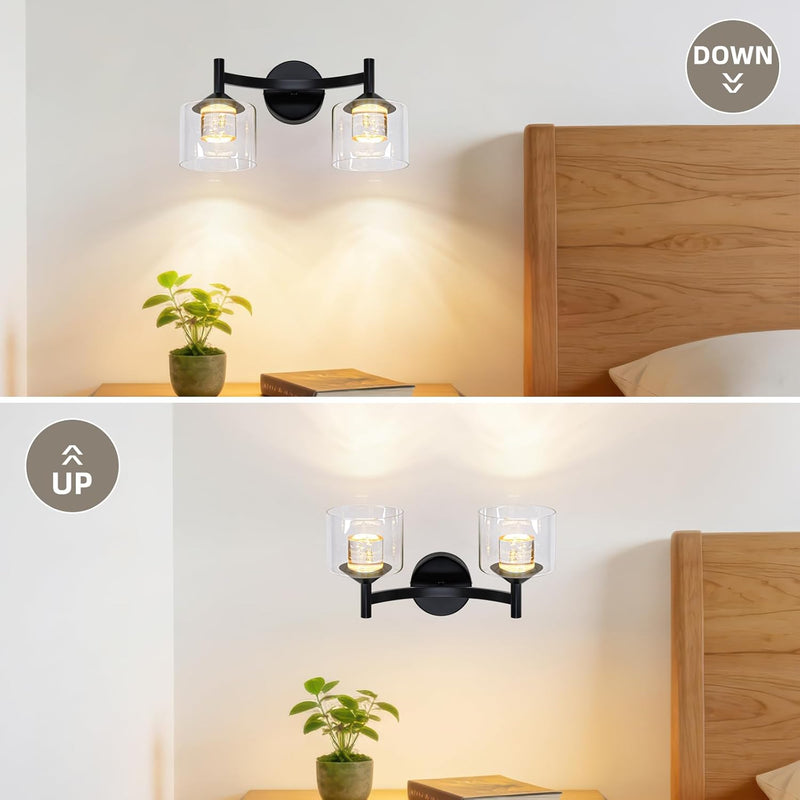 2-Light Wall Sconces Vanity Light with Clear Glass