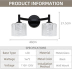2-Light Wall Sconces Vanity Light with Clear Glass