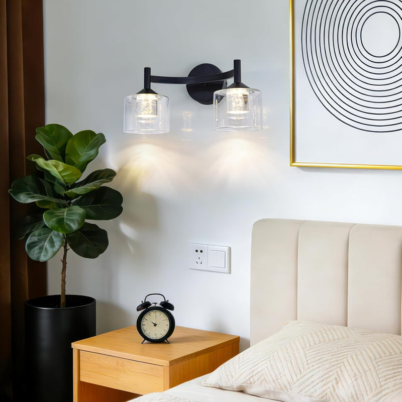 2-Light Wall Sconces Vanity Light with Clear Glass