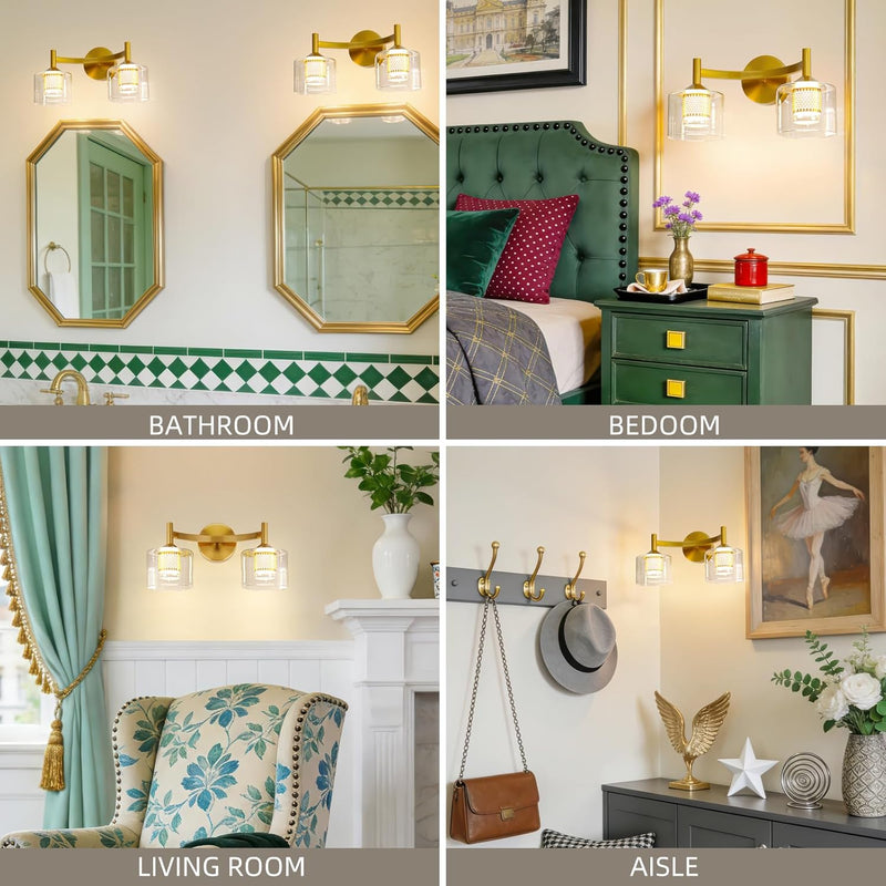 2-Light Wall Sconces Vanity Light with Clear Glass