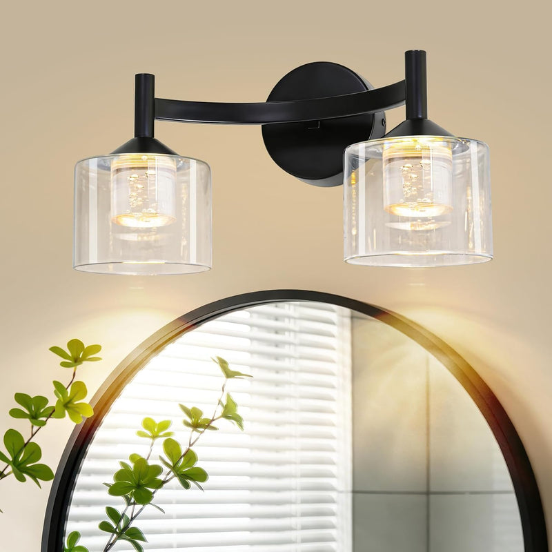 2-Light Wall Sconces Vanity Light with Clear Glass