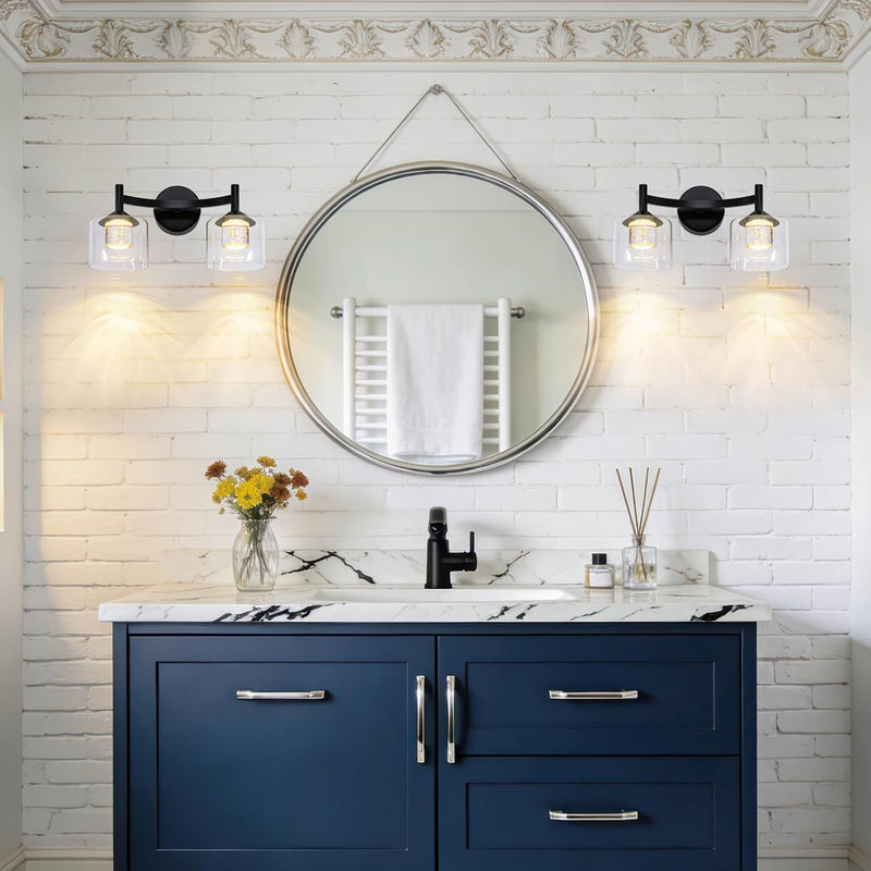 2-Light Wall Sconces Vanity Light with Clear Glass