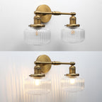 2-Lights Industrial Glass Wall Lights Antique Brass Clear