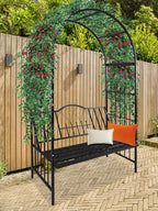2 M Garden Arch with Bench Metal
