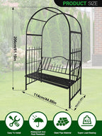 2 M Garden Arch with Bench Metal