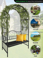 2 M Garden Arch with Bench Metal