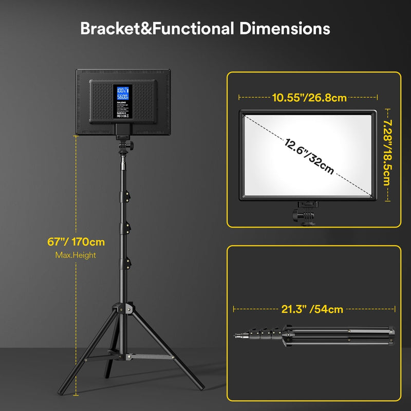 2-Pack 13" LED Video Light Kit with 170CM