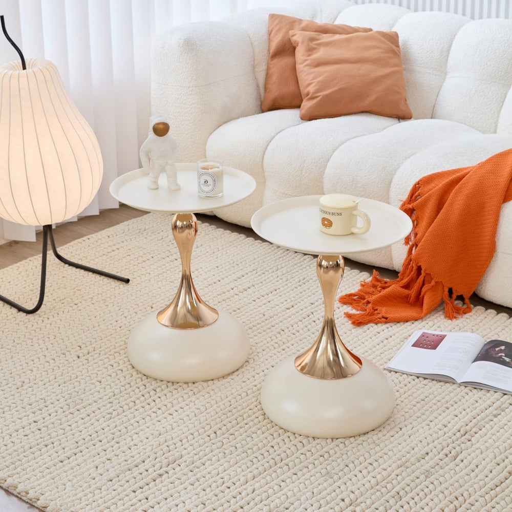 2-Pack Modern Round Side Table Tabletop Pedestal Base