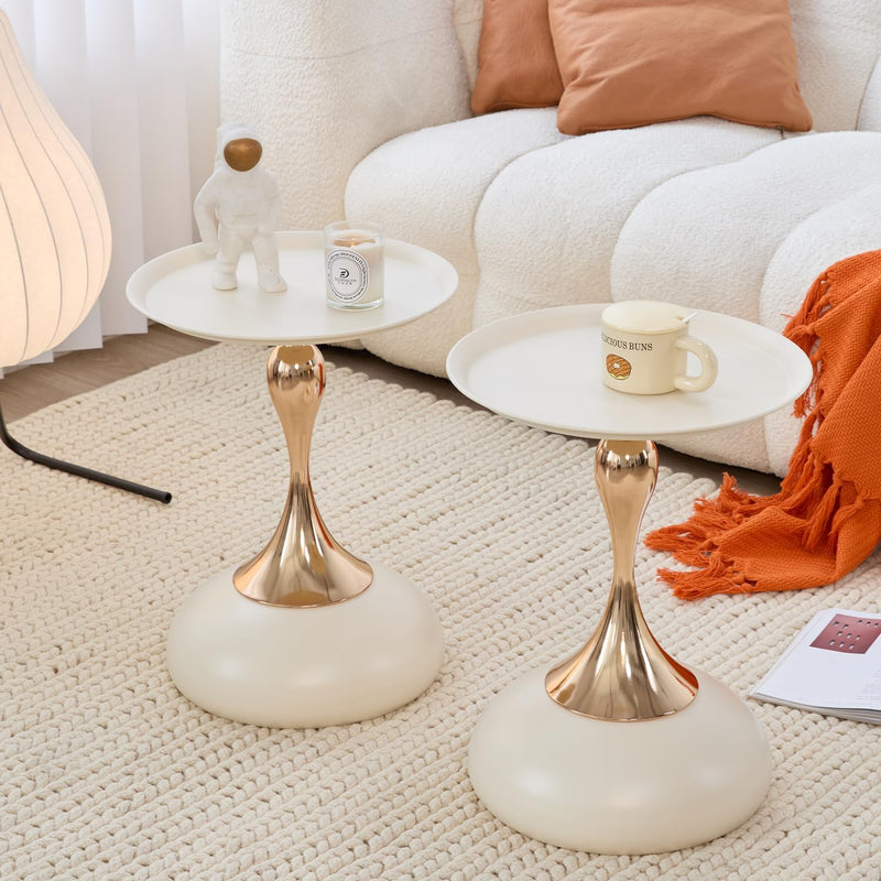2-Pack Modern Round Side Table Tabletop Pedestal Base