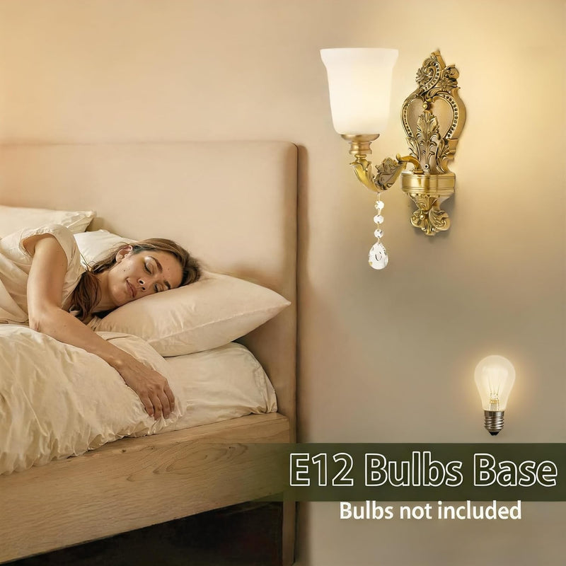 2-Pack Retro Wall Sconce with Milk Glass Shade