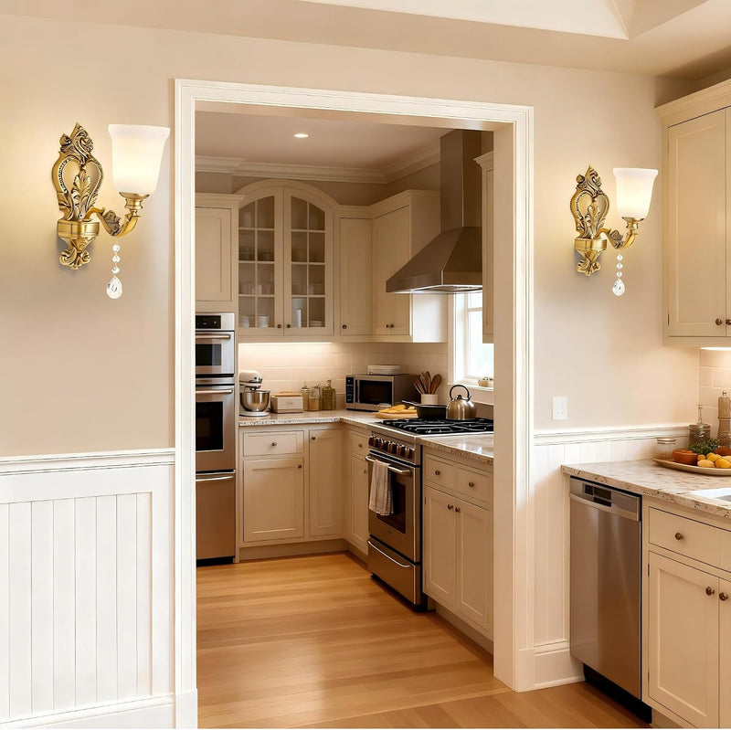 2-Pack Retro Wall Sconce with Milk Glass Shade