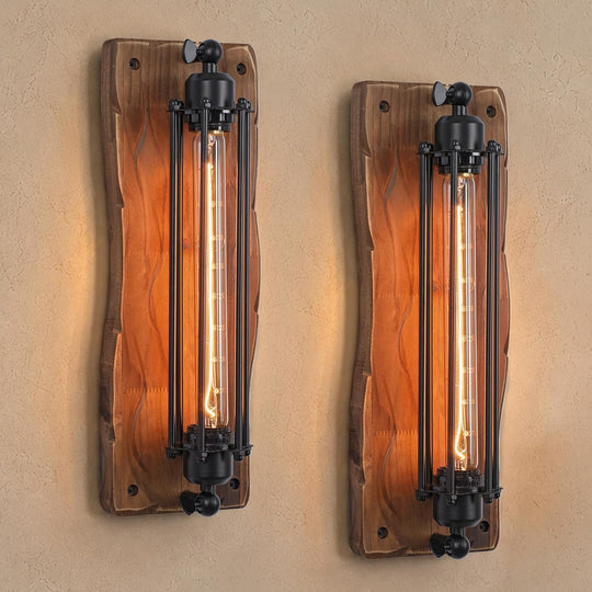 2-Pack Wooden Wall Lights for Living Room Lamps