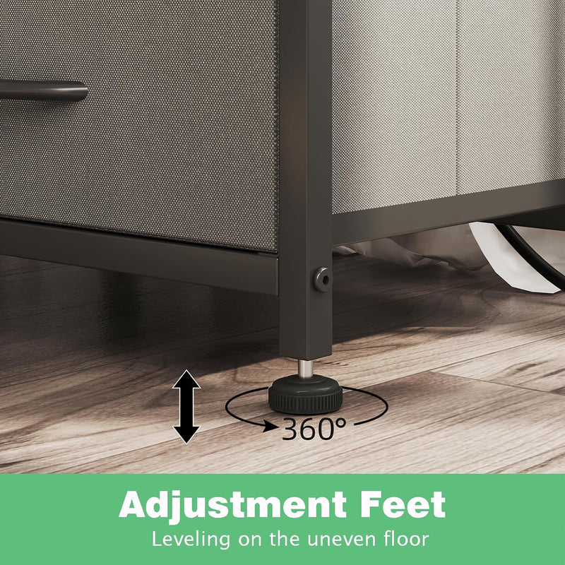 2 Pcs Bedside Table with Power Strip Cabinet