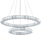 2-Ring Crystal LED Chandelier 19.7in and 11.8in 50W