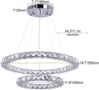 2-Ring Crystal LED Chandelier 19.7in and 11.8in 50W