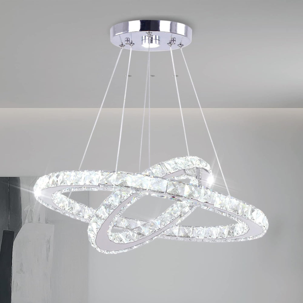 2-Ring Crystal LED Chandelier 19.7in and 11.8in 50W