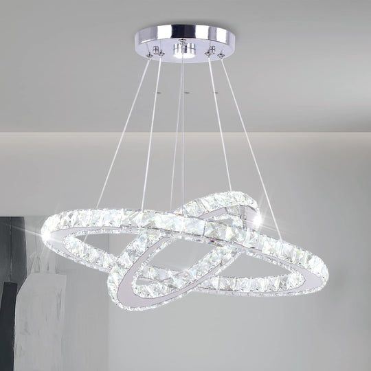 2-Ring Crystal LED Chandelier 19.7in and 11.8in 50W