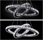 2-Ring Crystal LED Chandelier 19.7in and 11.8in 50W