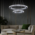 2-Ring Crystal LED Chandelier 19.7in and 11.8in 50W