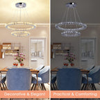 2-Ring Crystal LED Chandelier 19.7in and 11.8in 50W