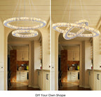 2-Ring Crystal LED Chandelier 19.7in and 11.8in 50W