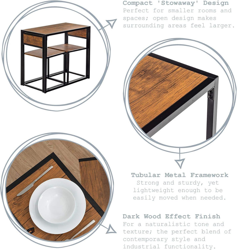 2 Seater Compact Dining Set 2 Chairs