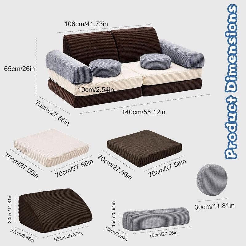 2 Seater Modular Kids Sofa Bed Chair