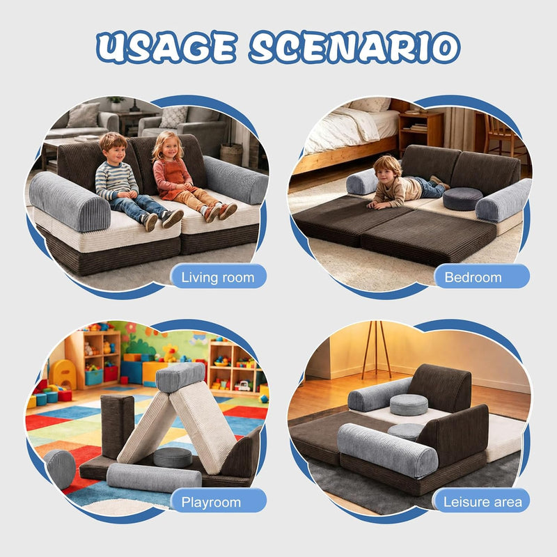 2 Seater Modular Kids Sofa Bed Chair