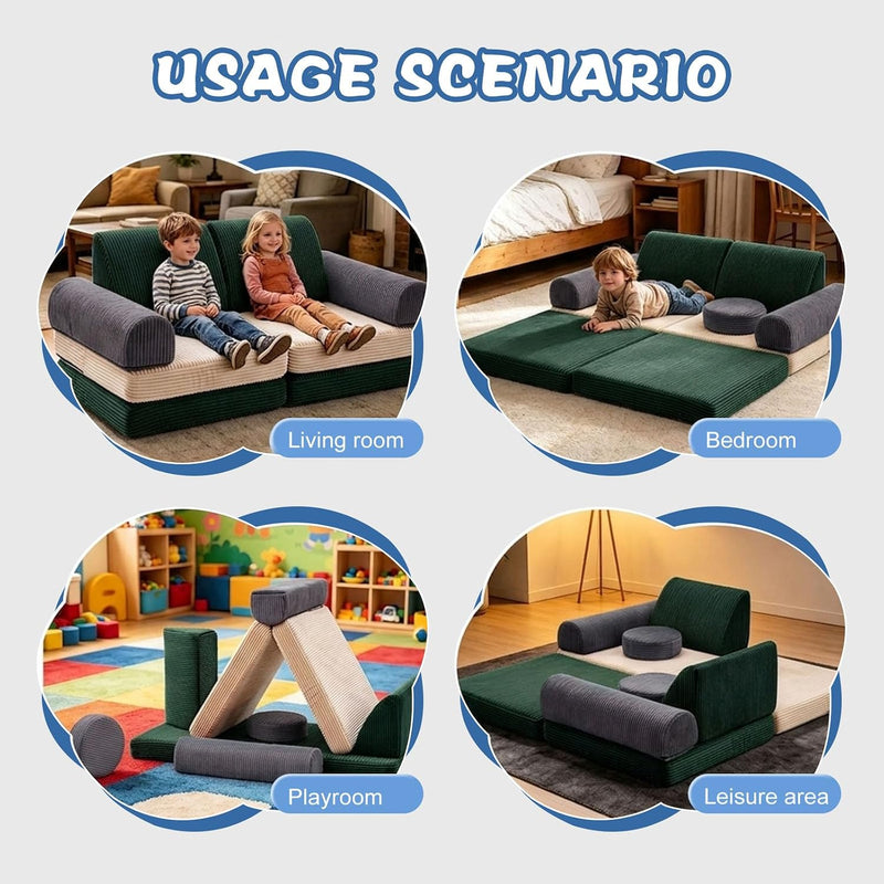 2 Seater Modular Kids Sofa Bed Chair