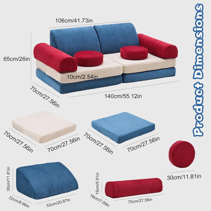2 Seater Modular Kids Sofa Bed Chair