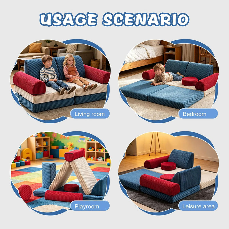 2 Seater Modular Kids Sofa Bed Chair
