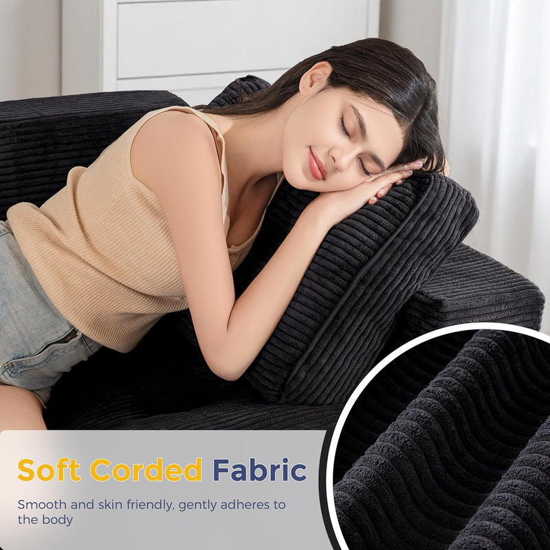 2 Seater Sofa Corduroy Couch with Armrests Loveseat