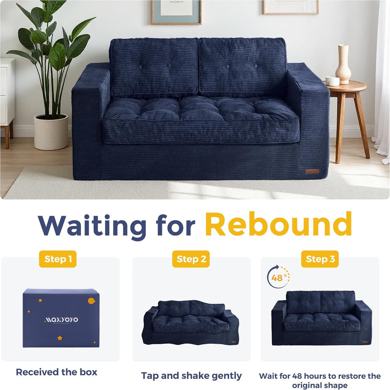 2 Seater Sofa Corduroy Couch with Armrests Loveseat