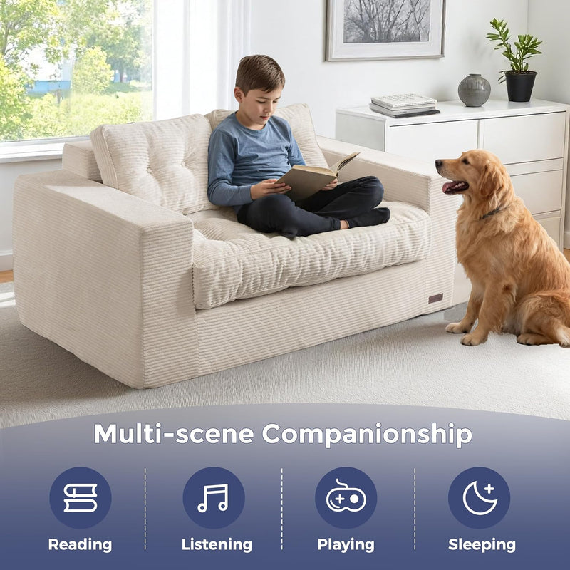 2 Seater Sofa Corduroy Couch with Armrests Loveseat