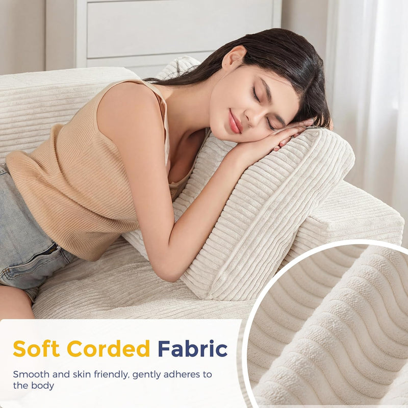 2 Seater Sofa Corduroy Couch with Armrests Loveseat
