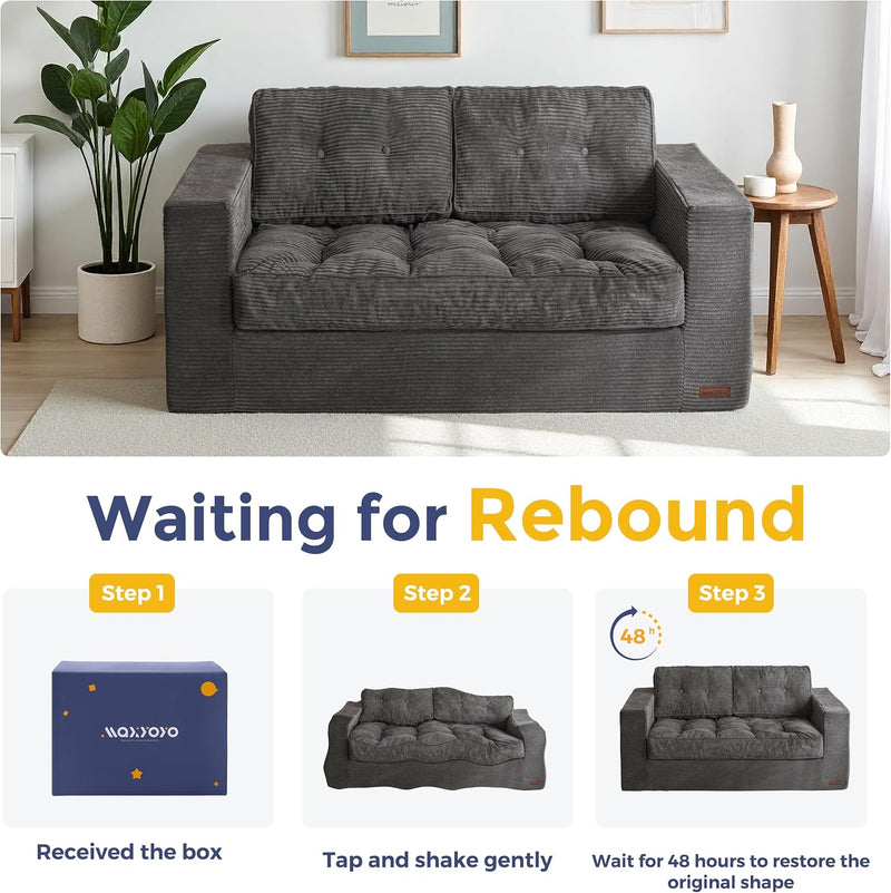 2 Seater Sofa Corduroy Couch with Armrests Loveseat