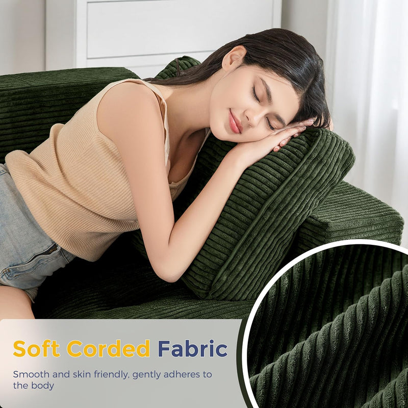 2 Seater Sofa Corduroy Couch with Armrests Loveseat