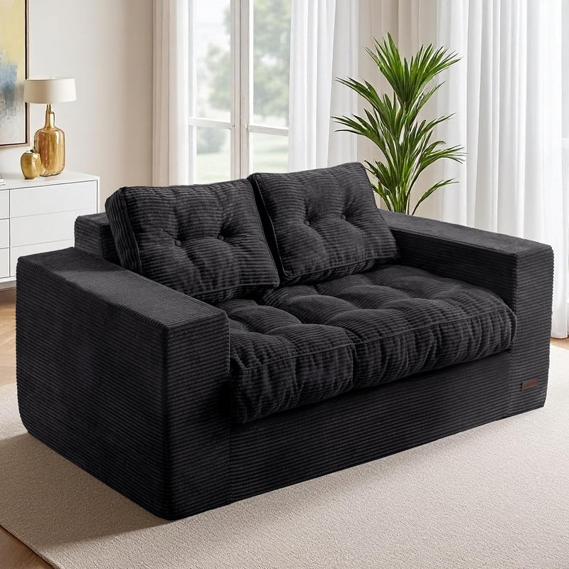 2 Seater Sofa Corduroy Couch with Armrests Loveseat