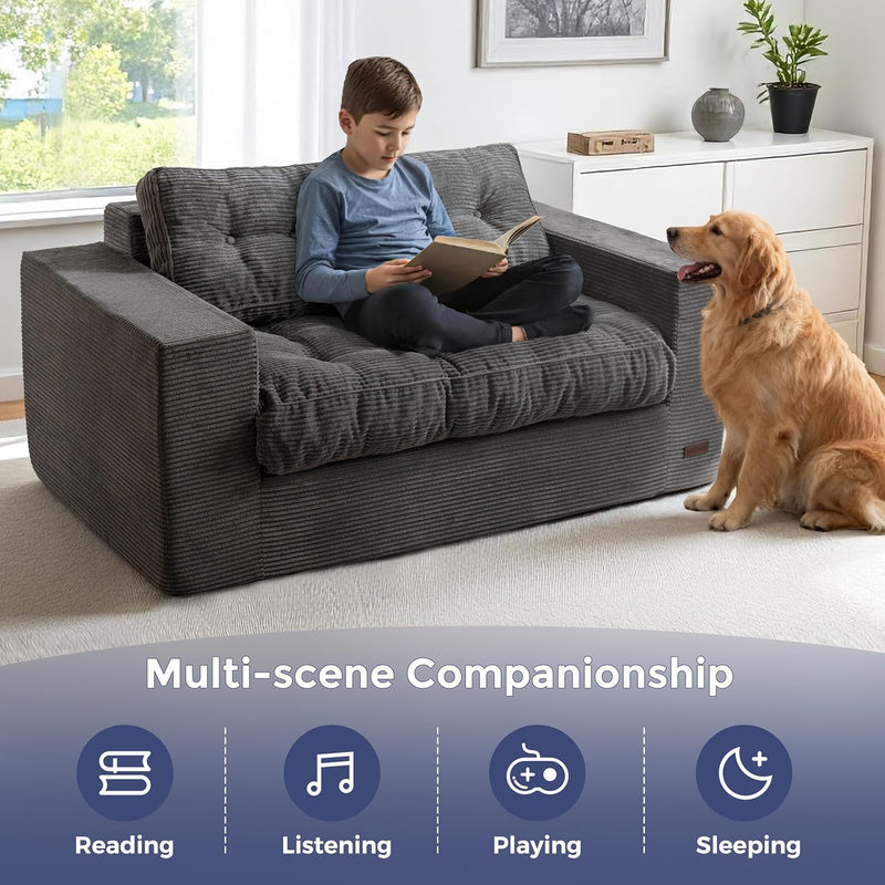 2 Seater Sofa Corduroy Couch with Armrests Loveseat