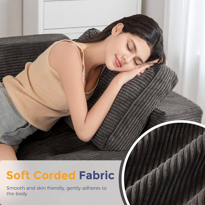 2 Seater Sofa Corduroy Couch with Armrests Loveseat