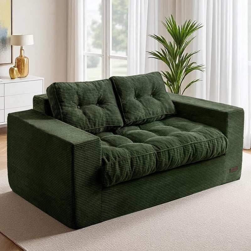 2 Seater Sofa Corduroy Couch with Armrests Loveseat