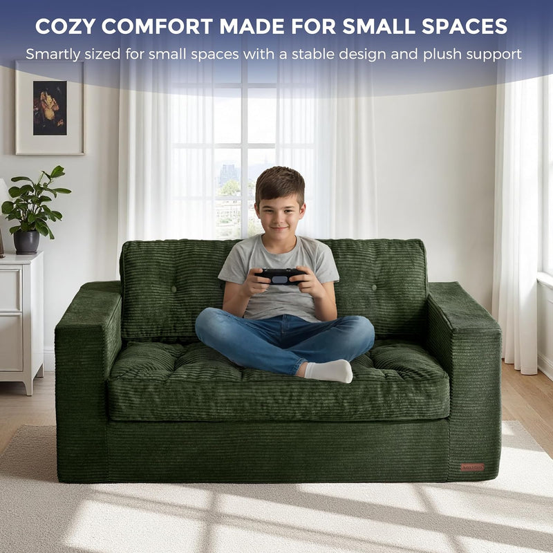 2 Seater Sofa Corduroy Couch with Armrests Loveseat