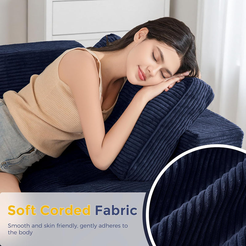 2 Seater Sofa Corduroy Couch with Armrests Loveseat