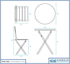 2 Seater Sussex Bistro Set Folding Table Chairs