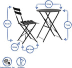 2 Seater Sussex Bistro Set Folding Table Chairs