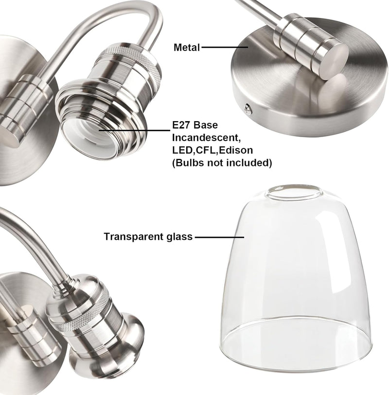 2 Sets of Vintage Elegant Glass Sconce Wall
