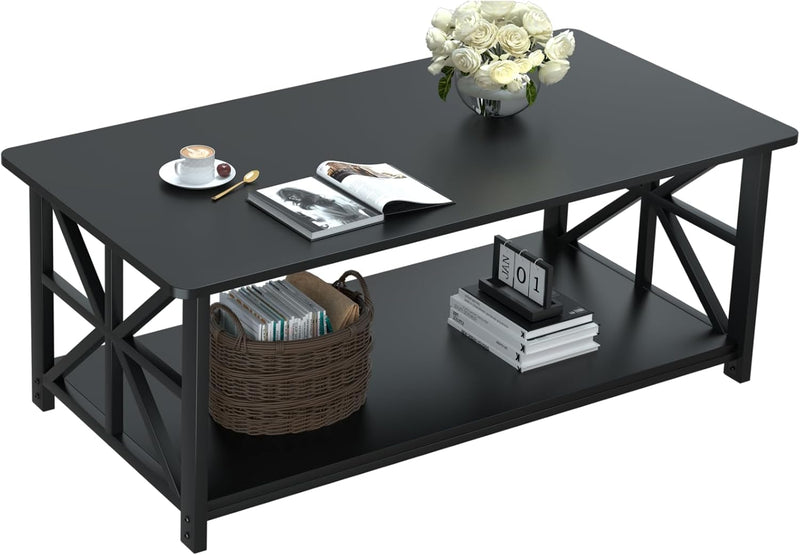 2-Tier Coffee Table 100CM Round Corner for Small