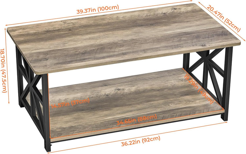 2-Tier Coffee Table 100CM Round Corner for Small